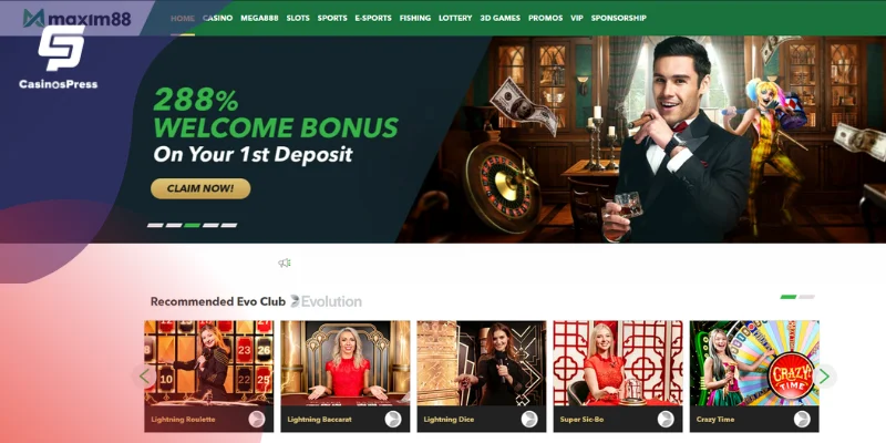 Maxim88 Casino Website